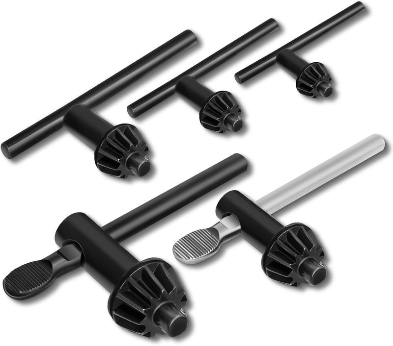 Hakkin 5PCS Drill Chuck Key Wrench 3/4" 5/8" 1/2" 3/8" 1/4" Carbon Steel Heavy Duty Thumb Handle Replacement Drill Clamping Wrench for Electric Drill Clamping Tool - Image 1